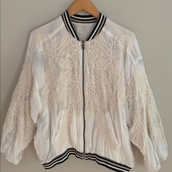 Johnny Was Kitty Reversible Bomber Jacket Size Medium Embroidered Floral - Picture 11 of 16